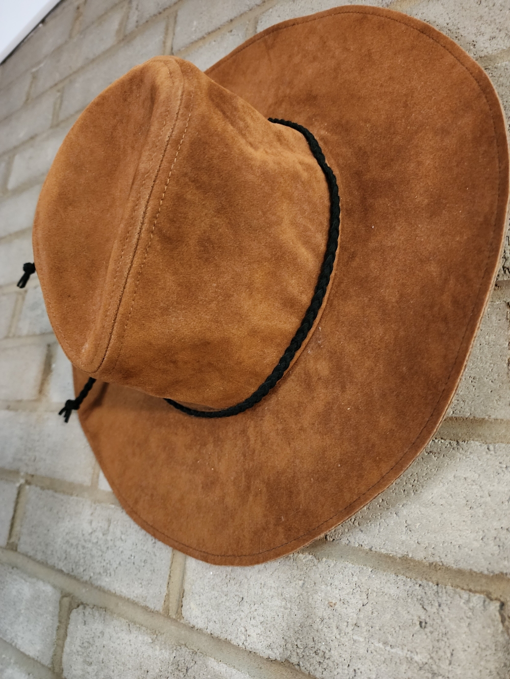 Altar'd State Brown Suede Wide-Brim Hat with Braided Chin Cord - Picture 3 of 7